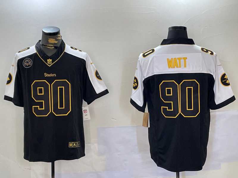 Men%27s Nike Pittsburgh Steelers #90 T. J. Watt Black Team Color Stitched NFL Vapor Untouchable Limited Jersey Dzhi